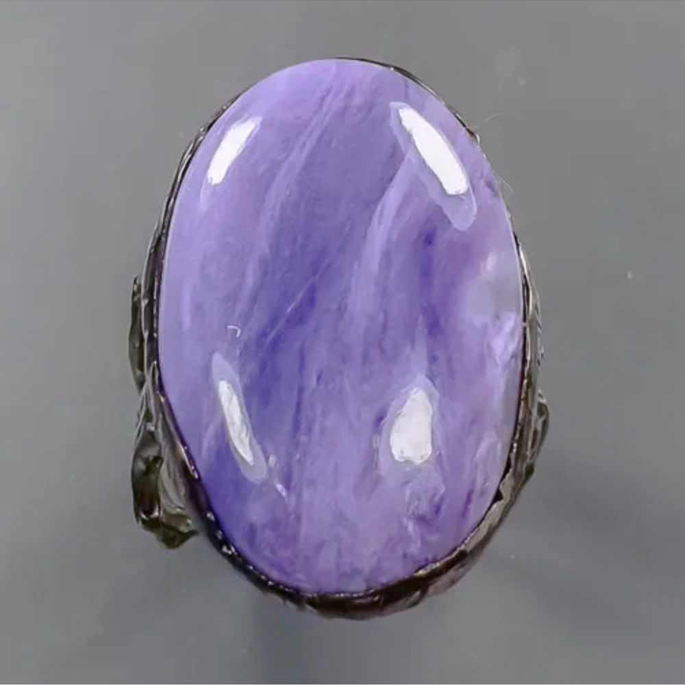 Jewelry gemstone 36 ct+ Charoite Ring 925 Sterling Silver Size 9 /R336755